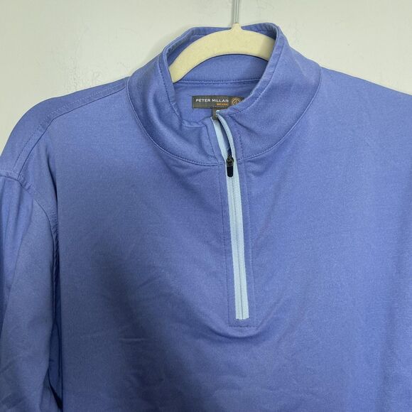 Peter Millar Pullover Mens Medium Quarter Zip Performance Golf Stretch Blue - Picture 3 of 11